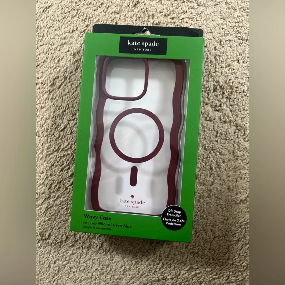 KATE SPADE Protective Case Magsafe For IPHONE 16 PRO MAX Wavy Burgundy Clear